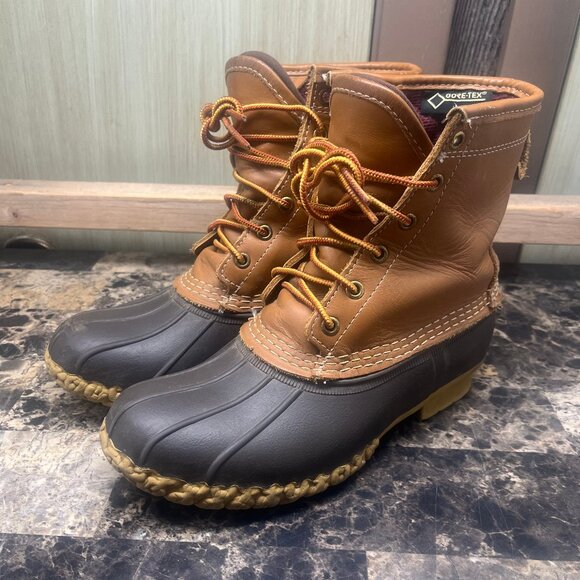 L.L. Bean Bean Boots Duck Boots Brown GoreTex Men\'s Size 6 Made In USA